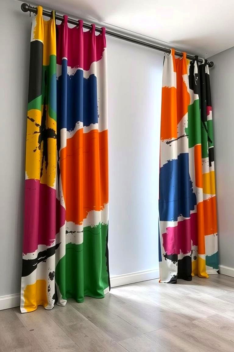 Artistic Abstract Patterned Curtains - 24 What Color Curtains Go With Gray Walls