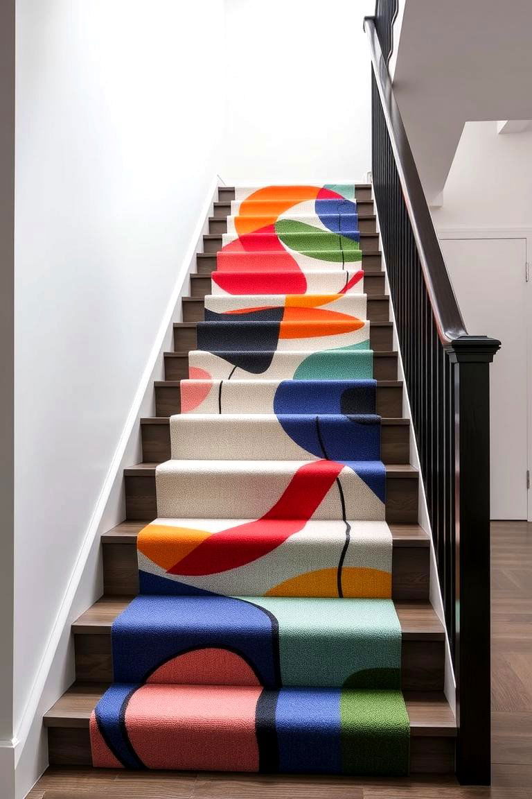Artistic Abstract Runner - 24 Stair Runner Ideas