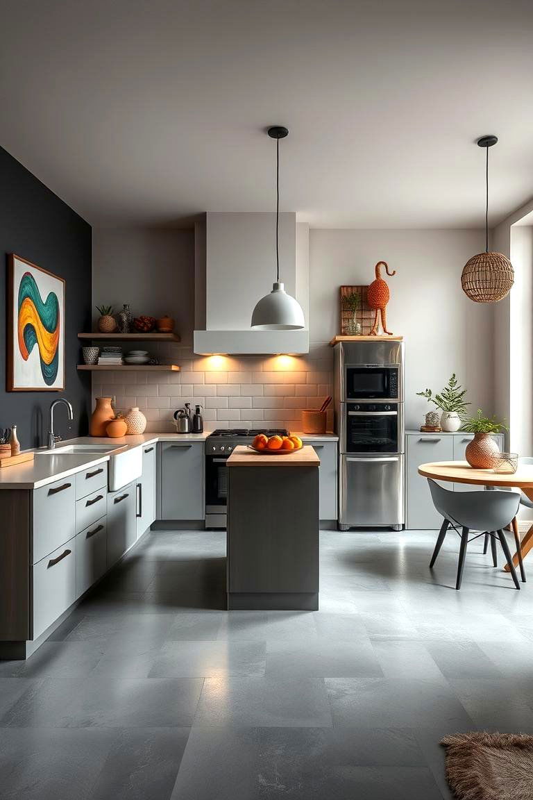 Artistic Accent Details - 24 Kitchens With Grey Floors