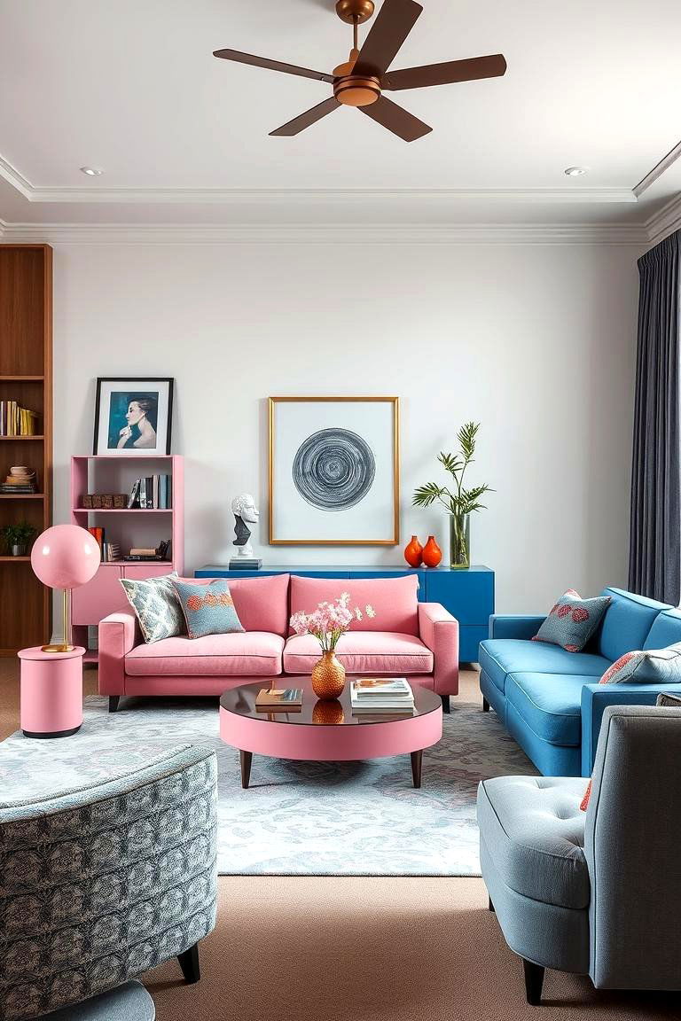 Artistic Accent Furniture - 24 Pink and Blue Living Room Ideas