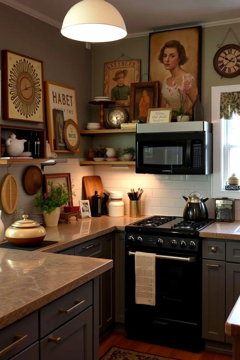 Artistic Accent Pieces - 24 Small Kitchen with Black Appliances Ideas