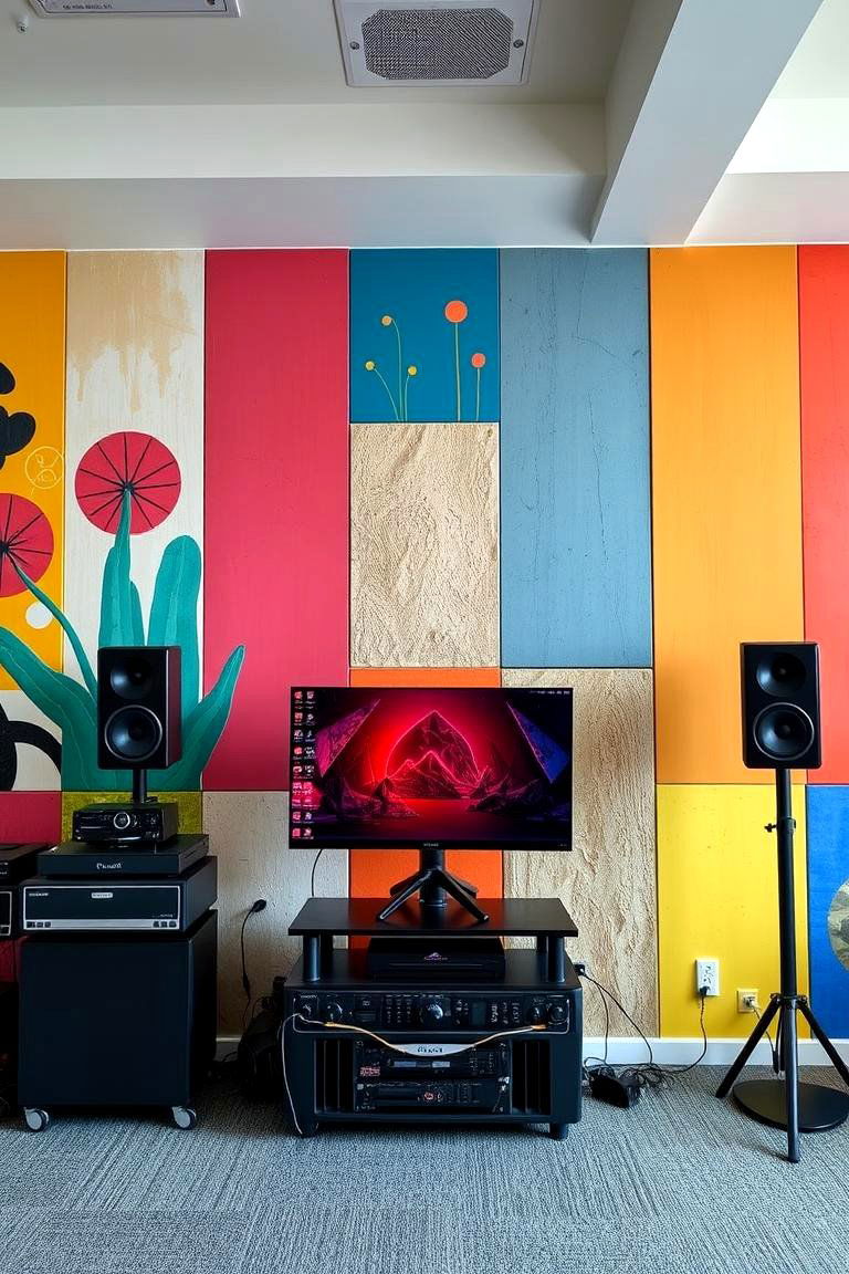 Artistic Accent Wall - 24 Small Media Room Ideas