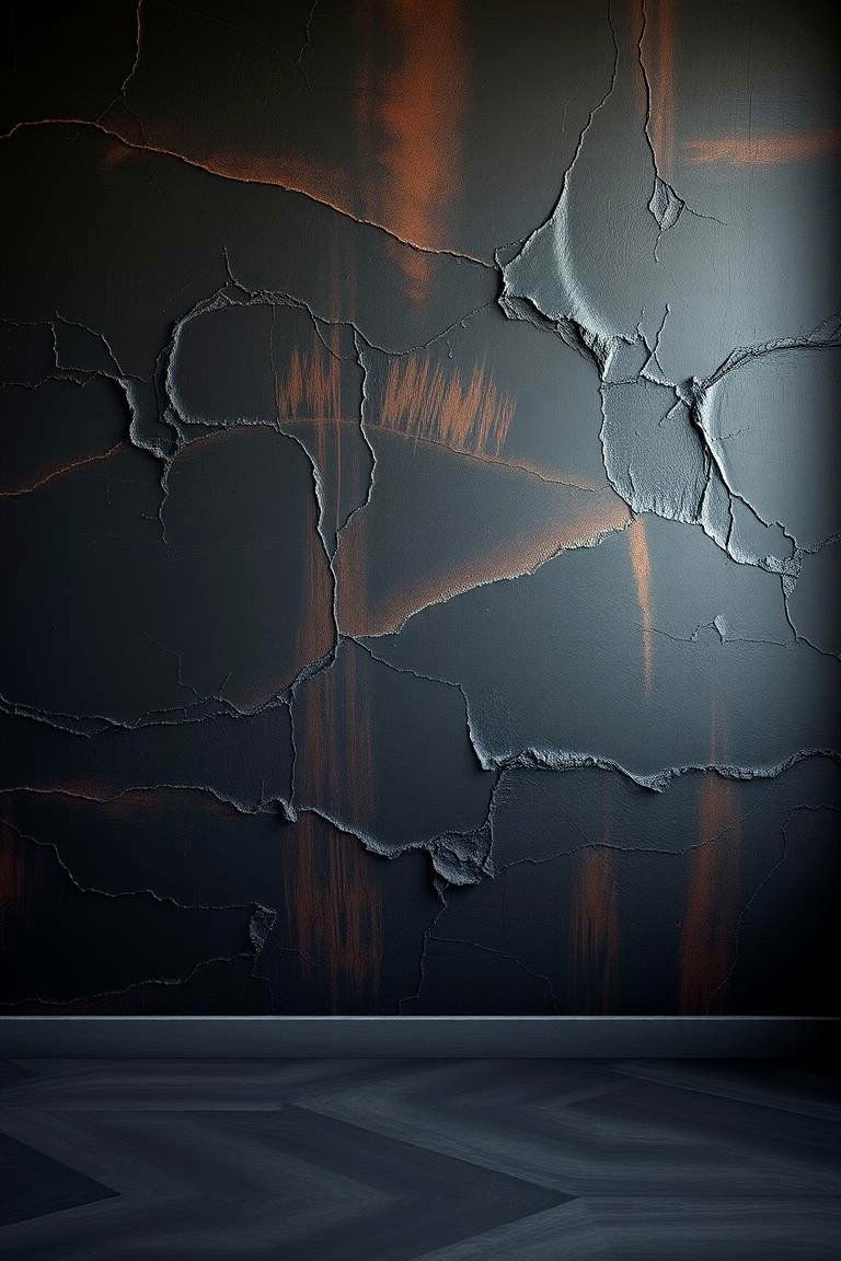 Artistic Accent Wall in Dark Hues - 24 Black and Brown Interior Design Ideas