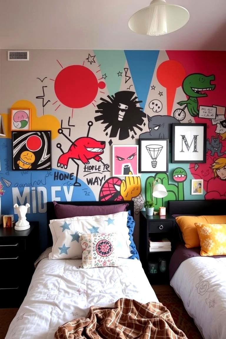 Artistic Accent Walls for Personal Flair - 24 Teen Bedroom Ideas