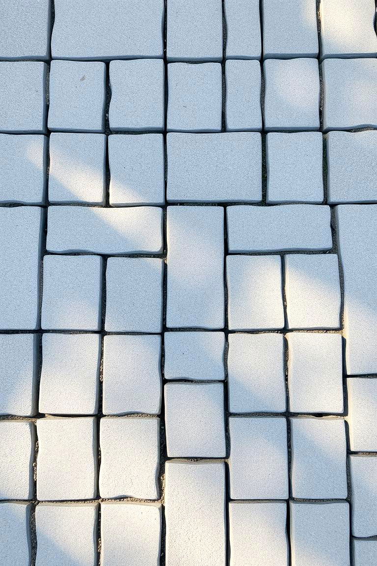 Artistic Arranged Grey Paver Design - 24 Grey Paver Walkway Ideas