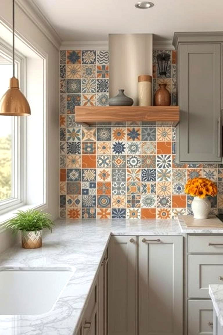 Artistic Backsplash Display - 24 Sunroom Kitchen Ideas