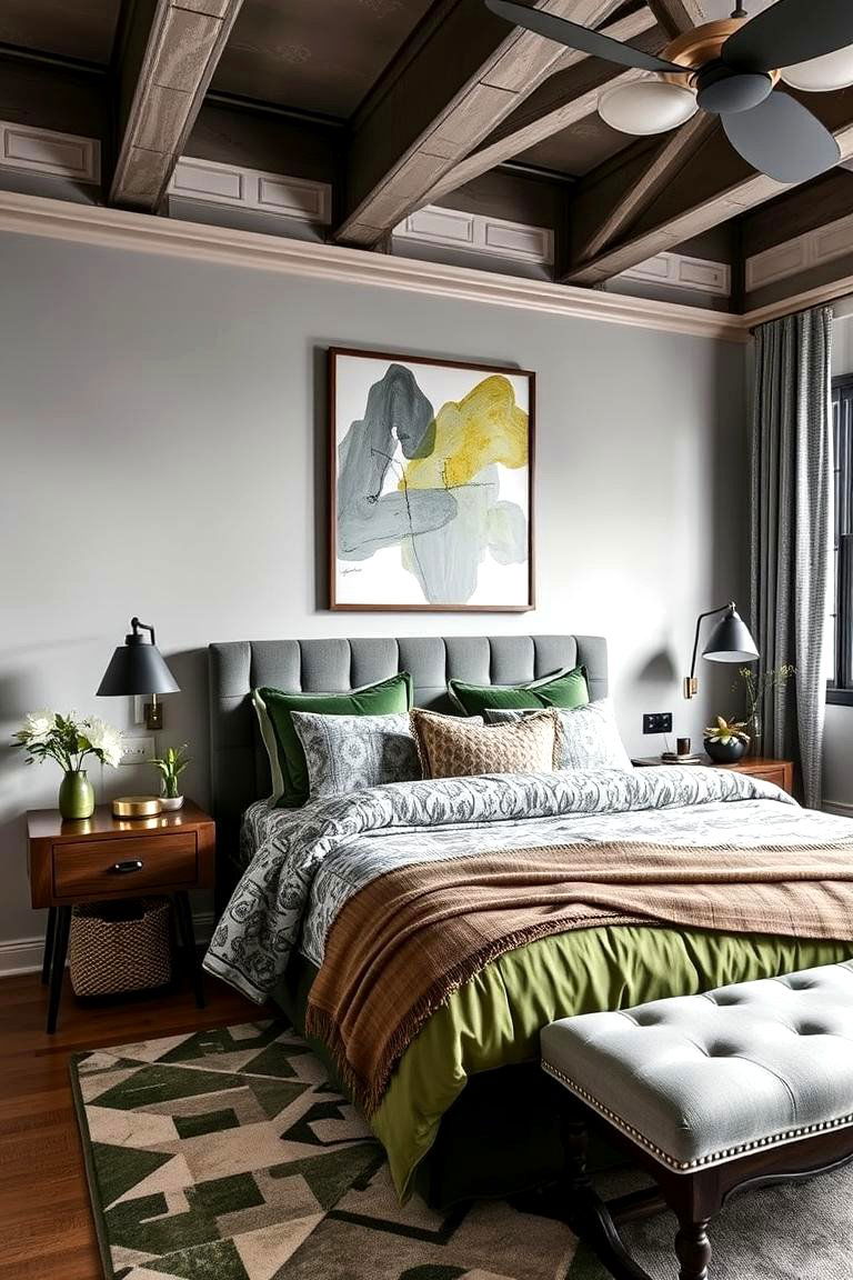 Artistic Balance - 24 Green and Grey Bedroom Ideas