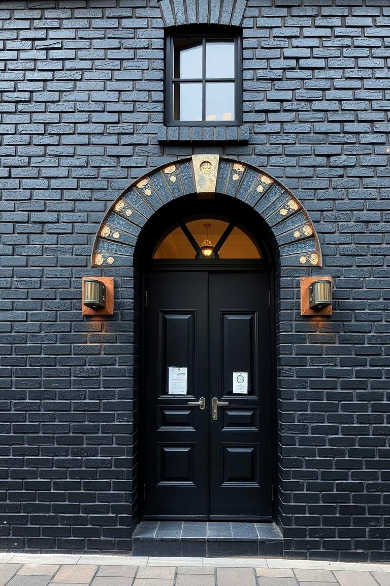 Artistic Black Brick with Unique Mosaic Details - 24 Black Brick House Exteriors