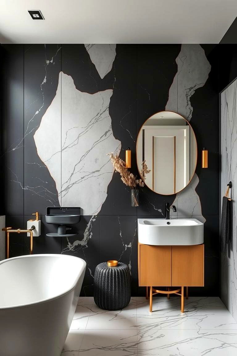 Artistic Black and Gold Bathroom Decor - 24 Black and Gold Bathroom Ideas