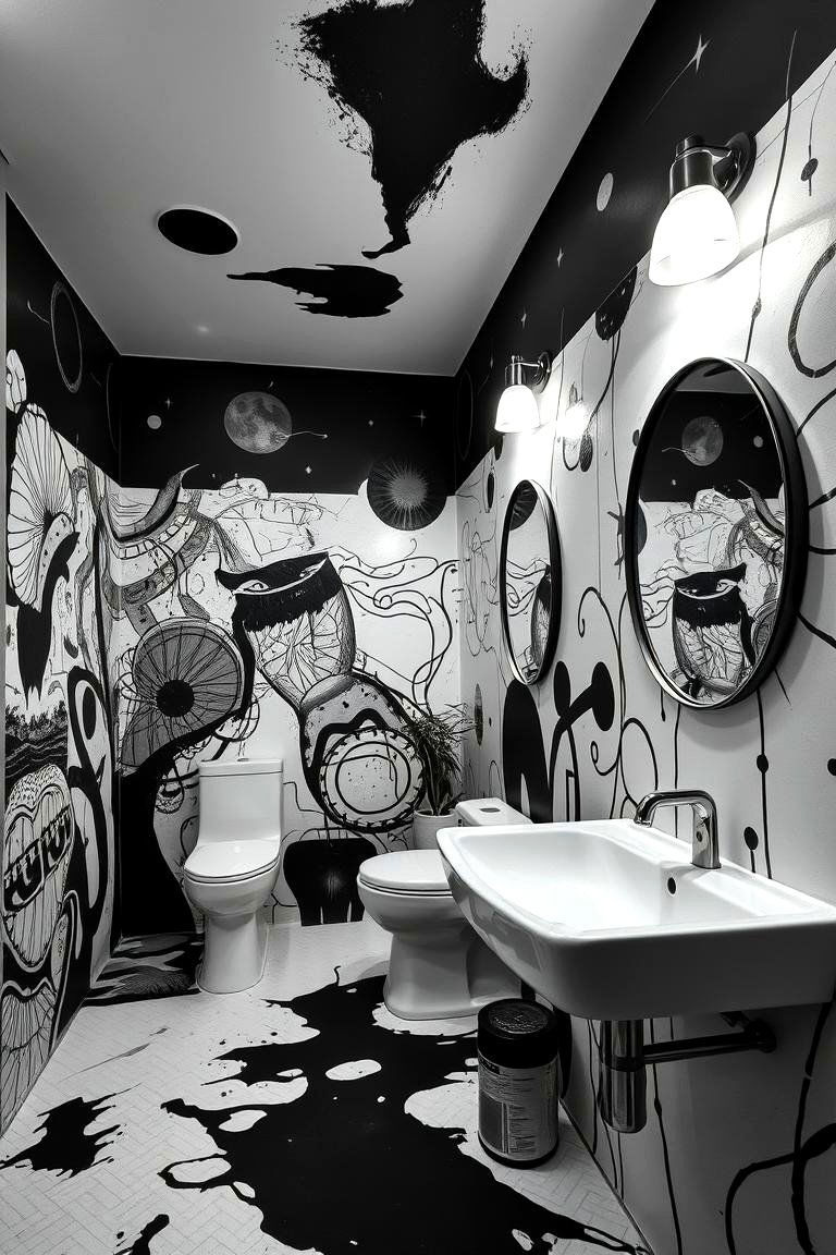 Artistic Black and White Decor - 24 Black and White Bathroom Ideas