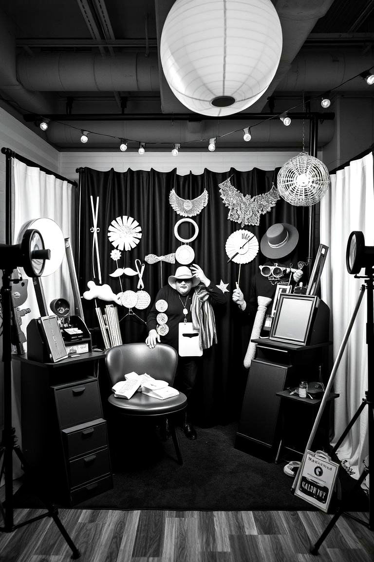 Artistic Black and White Photo Booth - 24 Black and White Wedding Ideas