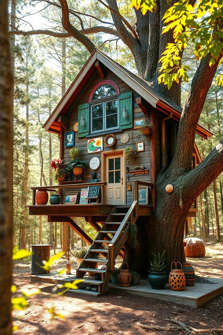 Artistic Bohemian Tree House - 24 Tree House Ideas