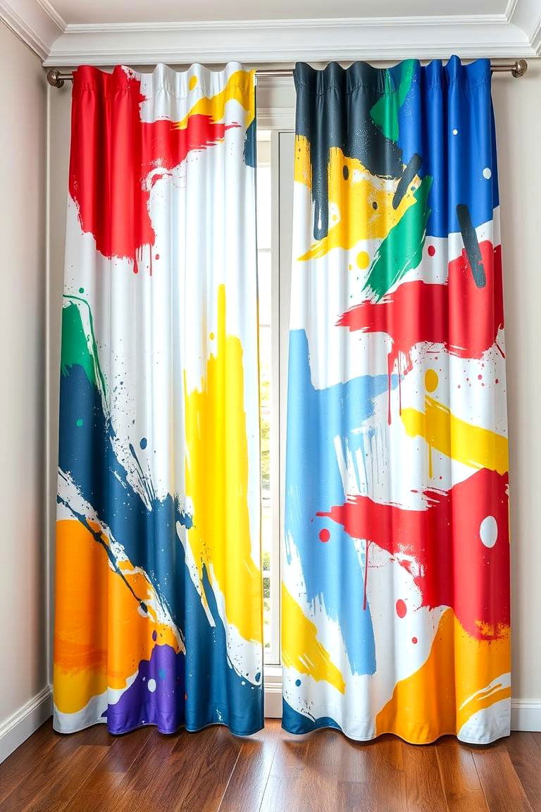 Artistic Brushstroke Effects - 24 bathroom curtain ideas