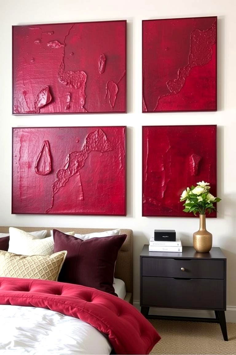 Artistic Burgundy Wall Art - 24 Burgundy Bedroom Ideas