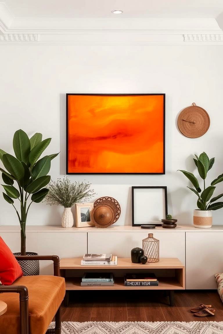 Artistic Burnt Orange Artwork - 24 Burnt Orange Living Room Ideas