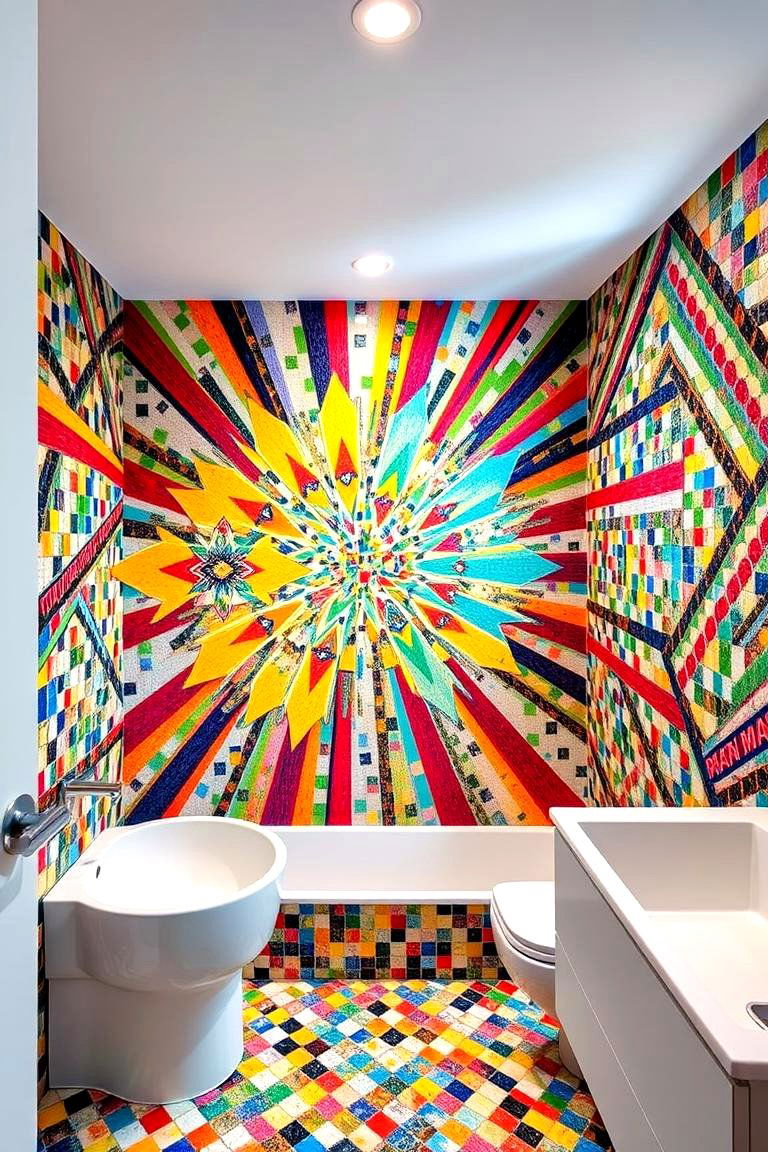 Artistic Burst Mosaic - 24 Bathroom Mosaic Floor Tile Ideas