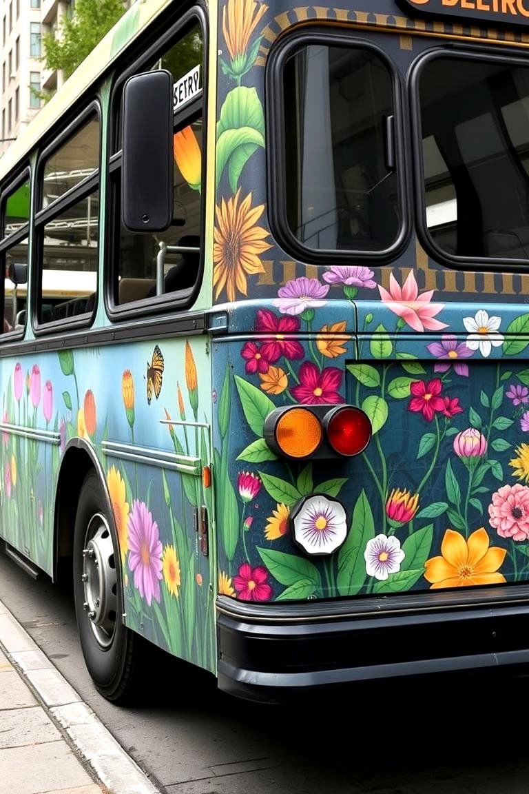 Artistic Bus Exterior Garden Murals - 24 School Bus Greenhouse Ideas
