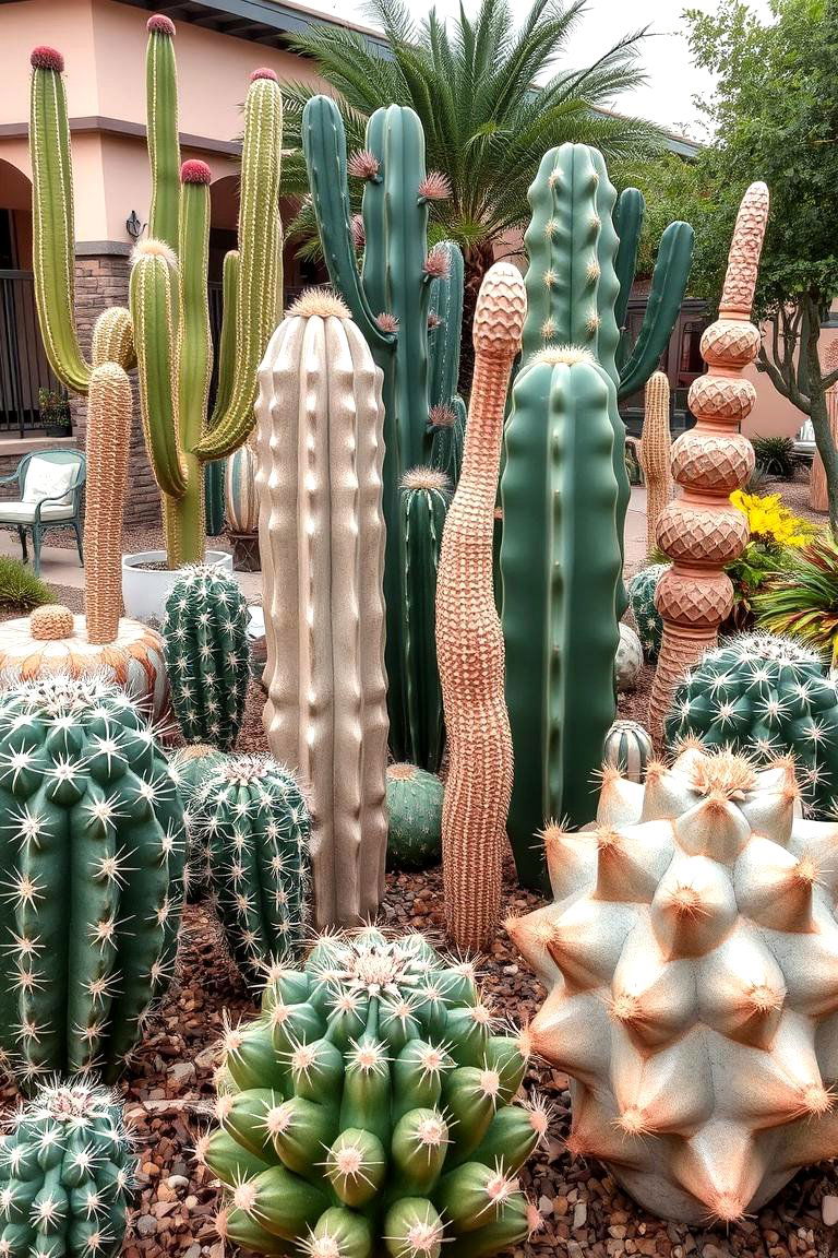 Artistic Cactus Sculpture Garden - 24 Cactus Garden Ideas