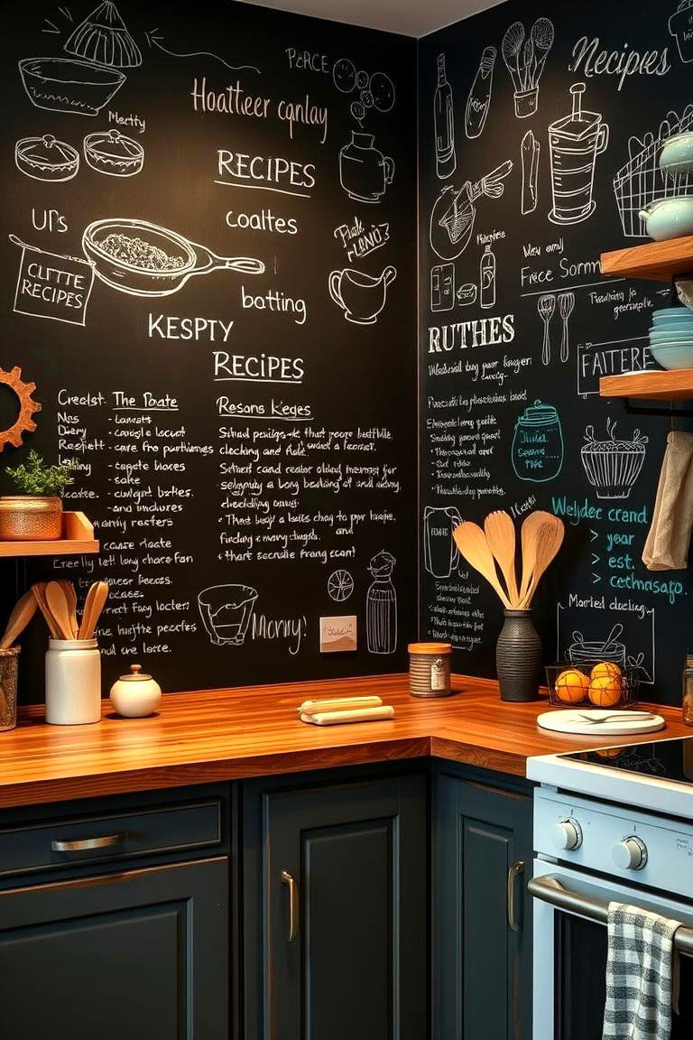 Artistic Chalkboard Wall - 24 Kitchen Corner Ideas