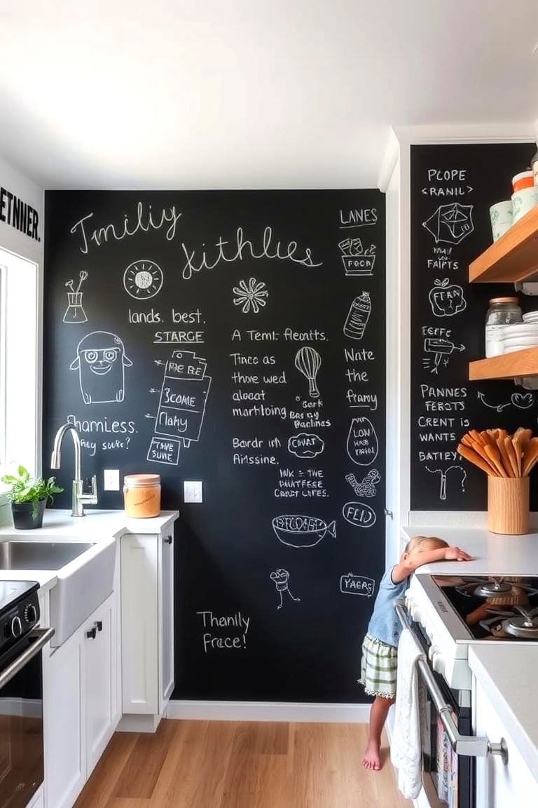 Artistic Chalkboard Wall - 24 Kitchen Accent Wall Ideas
