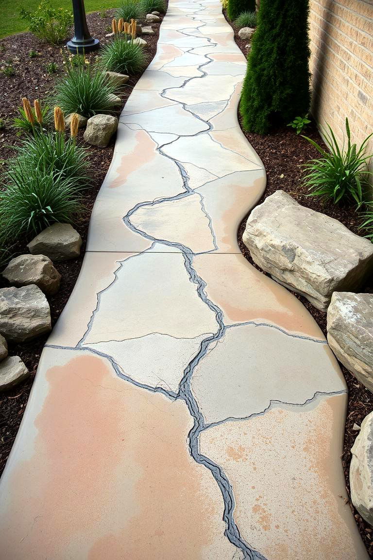 Artistic Concrete Walkway Expressions - 24 Concrete Walkway Ideas