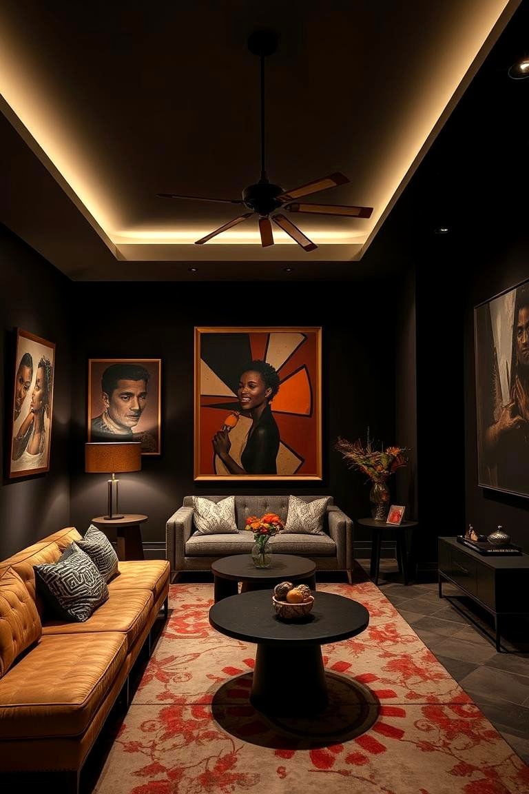 Artistic Dark Drama - 24 Dark Living Room Ideas
