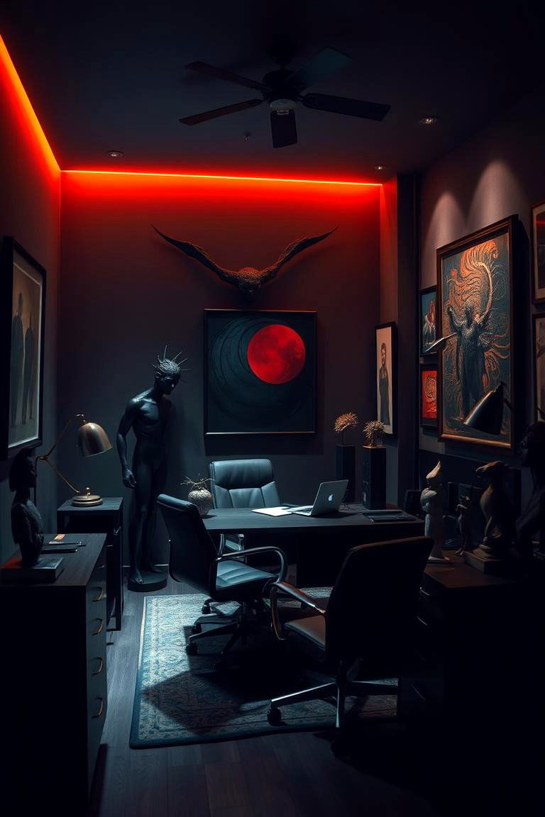 Artistic Dark Interiors - 24 dark home office design ideas