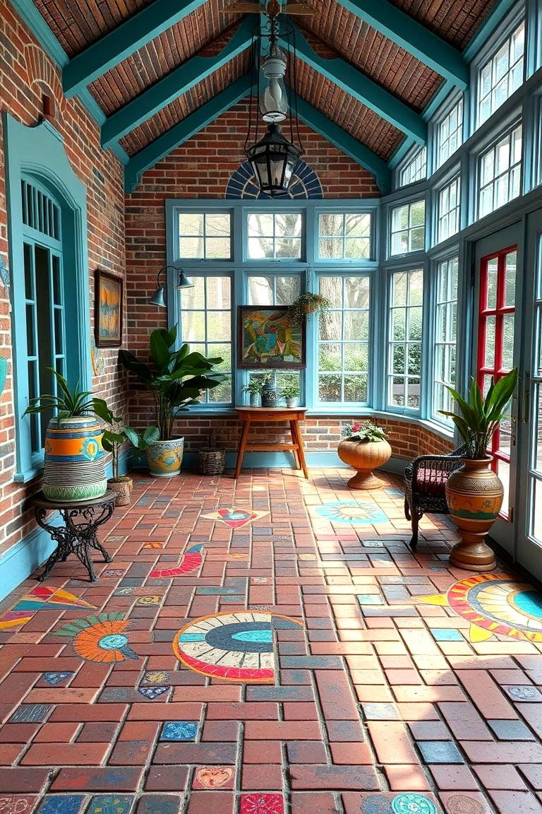 Artistic Expression - 24 Brick Floor Sunroom Ideas