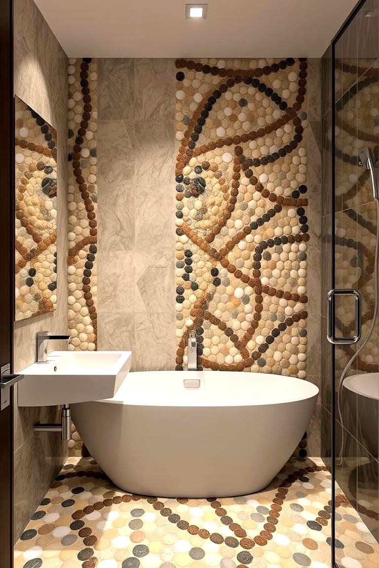 Artistic Expression - 24 Pebble Tile Bathroom Ideas