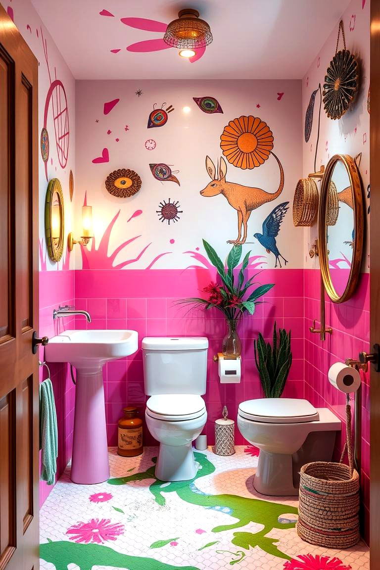 Artistic Expression - 24 Pink and Green Bathroom Design Ideas
