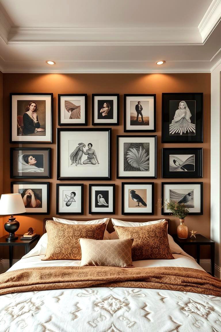 Artistic Expression Black and Brown Gallery Display - 24 Black and Brown Bedroom Ideas