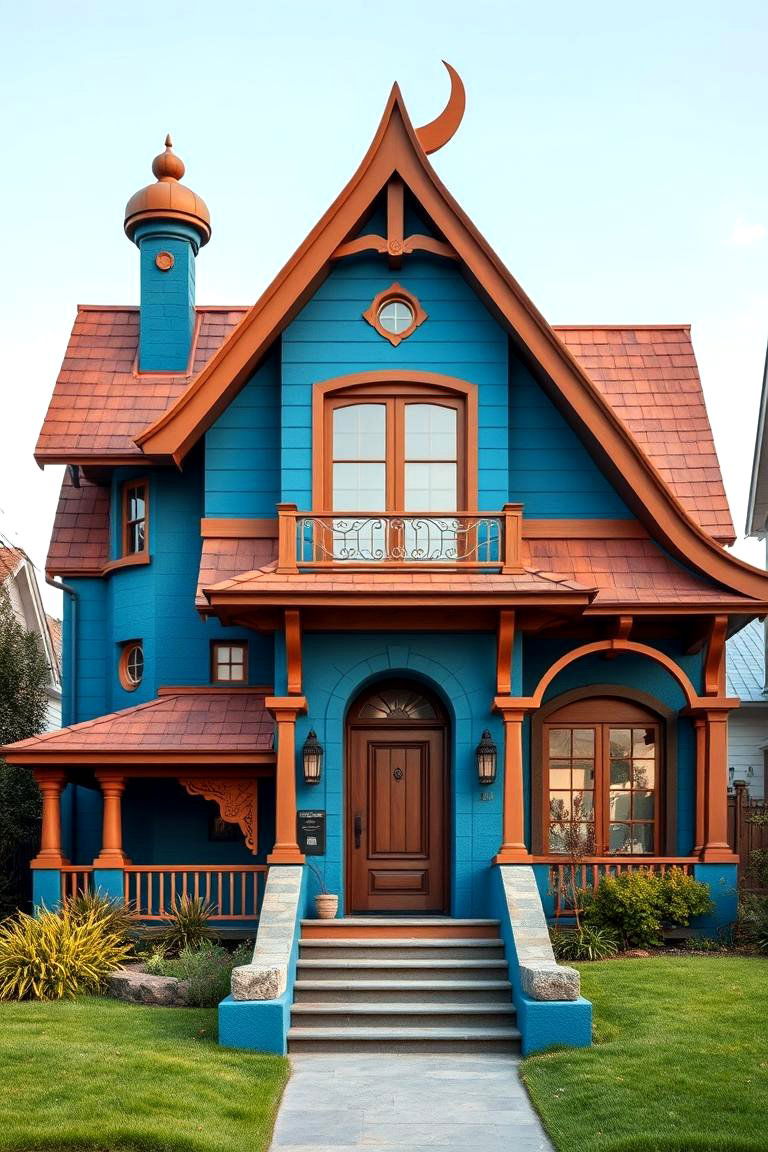 Artistic Expression Home - 24 blue exterior home with a brown roof ideas