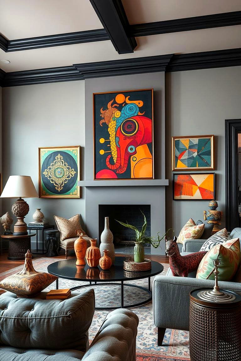 Artistic Expression and Wall Decor - 24 Living Room With Grey Walls and Black Trim