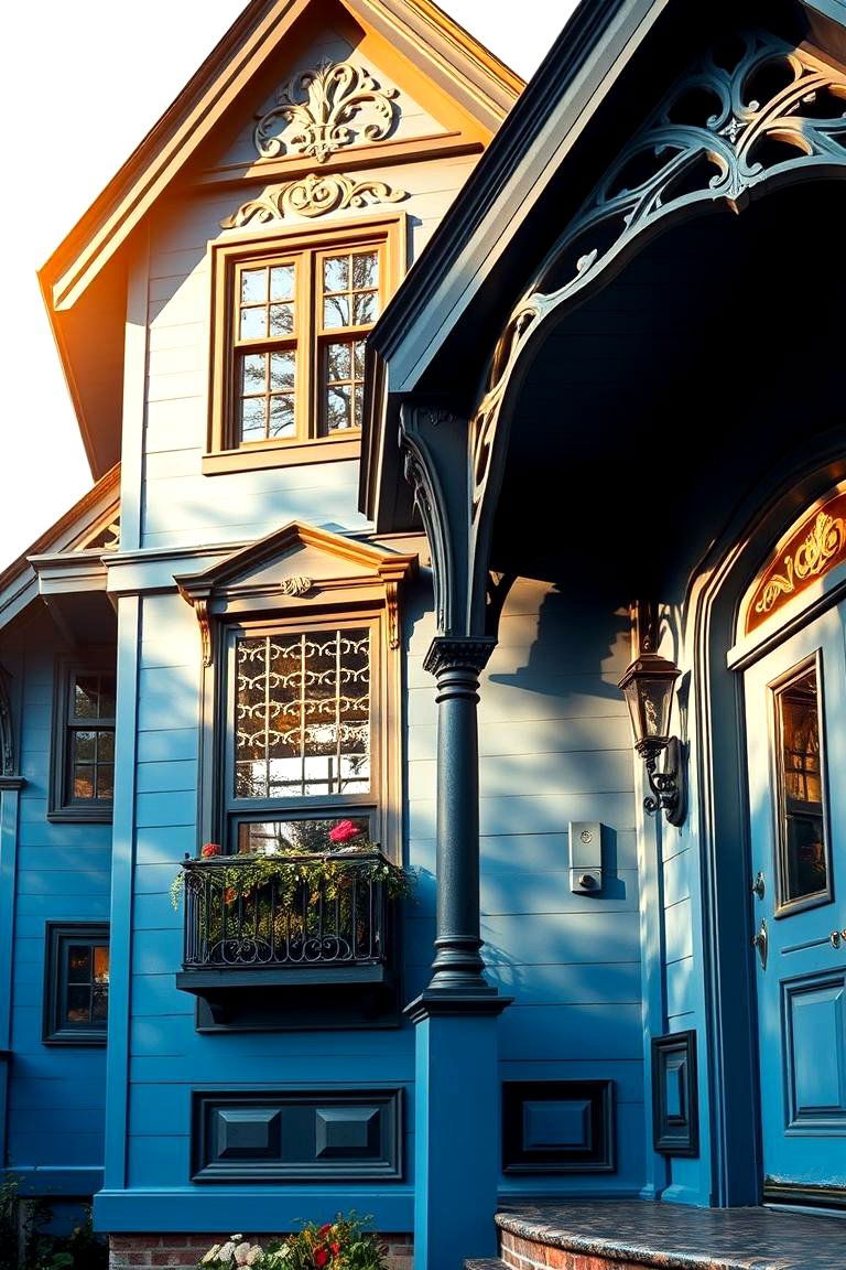 Artistic Expression in Architectural Detailing - 24 Blue House With Black Trim Ideas