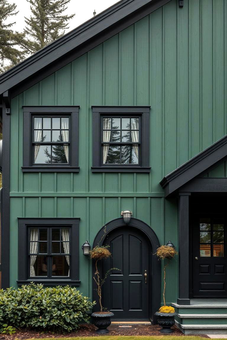 Artistic Expression in Architecture - 24 Forest Green House With Black Trim