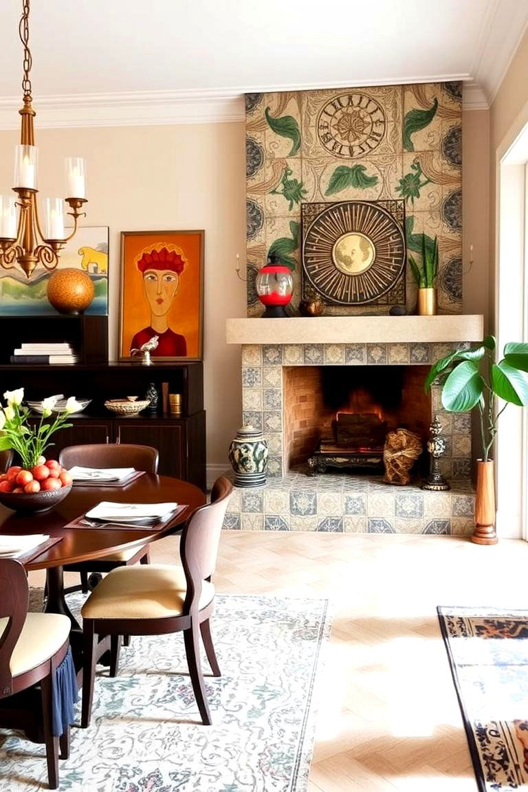 Artistic Flair with Custom Fireplace Design - 24 Dining Room With Fireplace