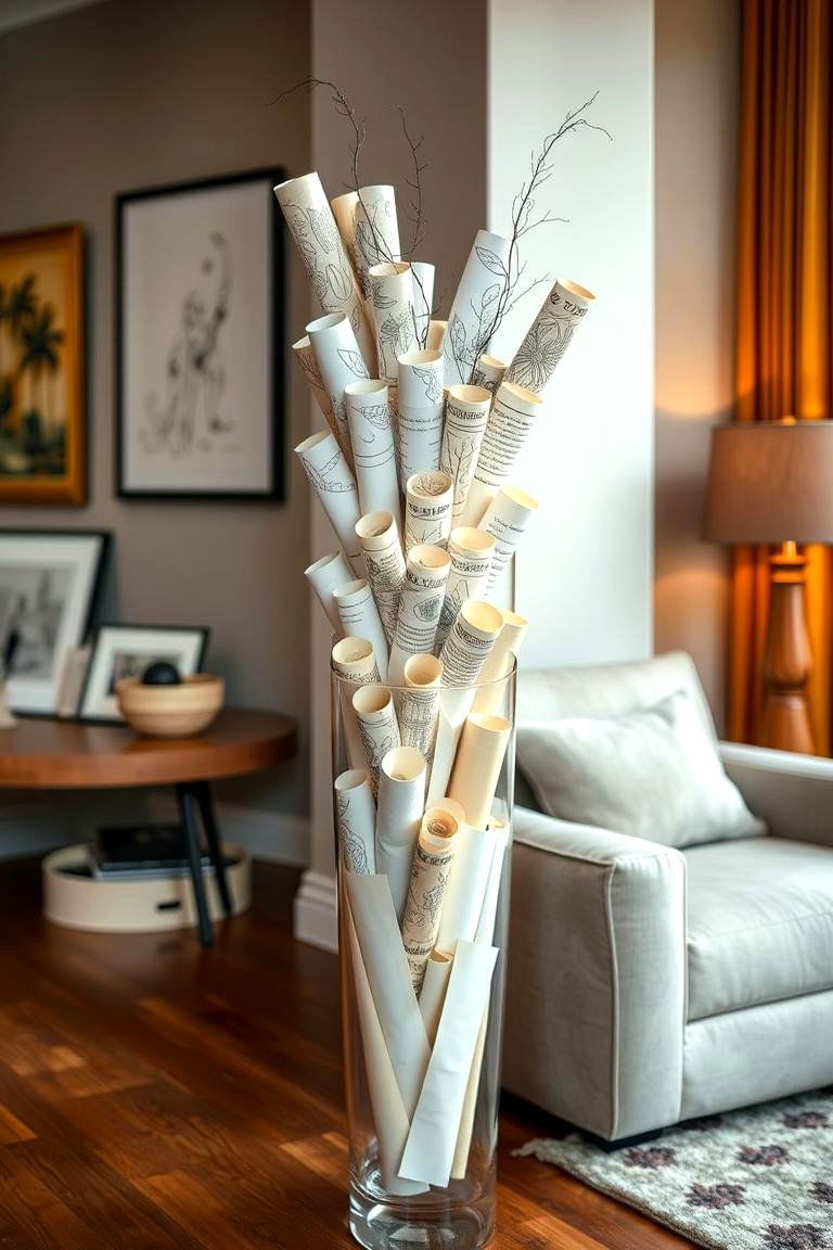 Artistic Flair with Rolled Paper Art - 24 Large Floor Vase Decoration Ideas