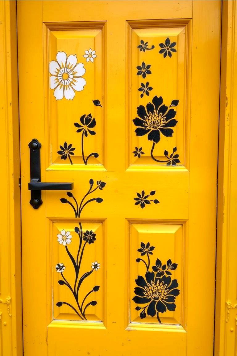 Artistic Flair with Stenciled Patterns - 24 Mustard Yellow Front Door Ideas