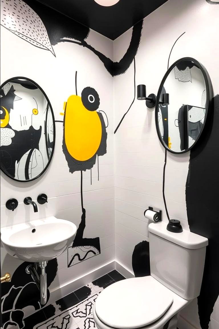 Artistic Flair - 24 Black and White Powder Room Ideas