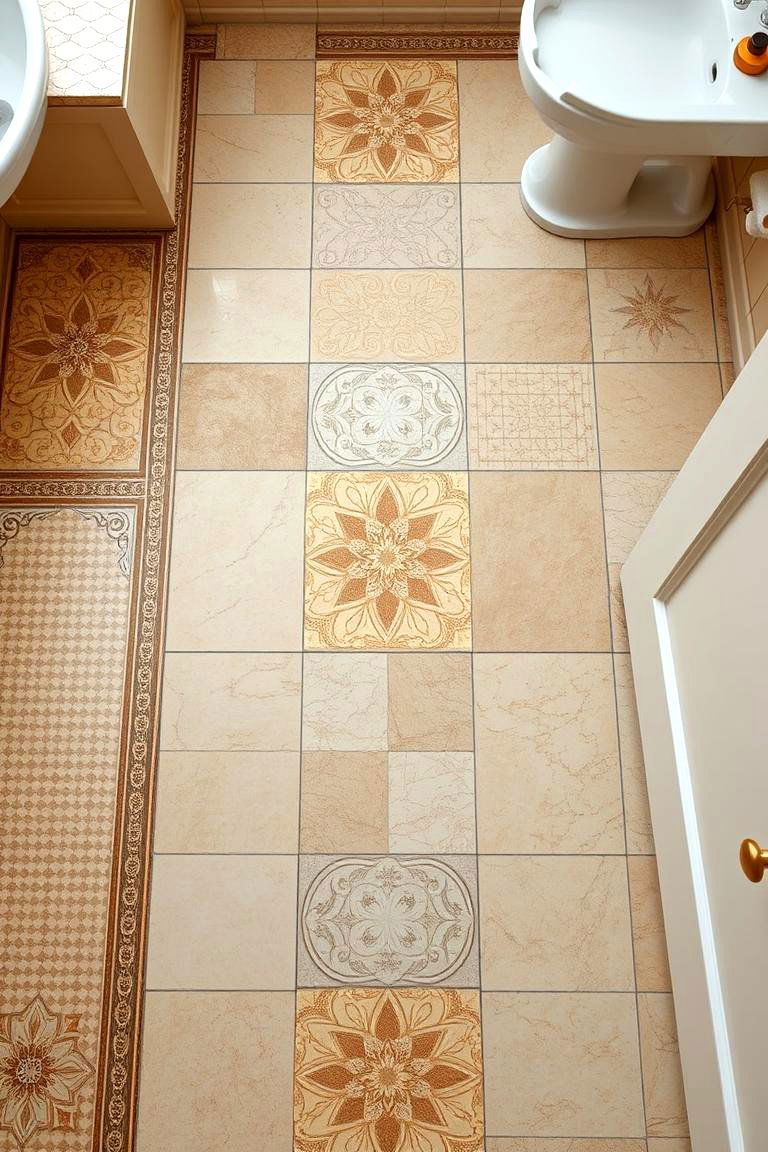 Artistic Floor Patterns - 24 Beige Bathroom Ideas
