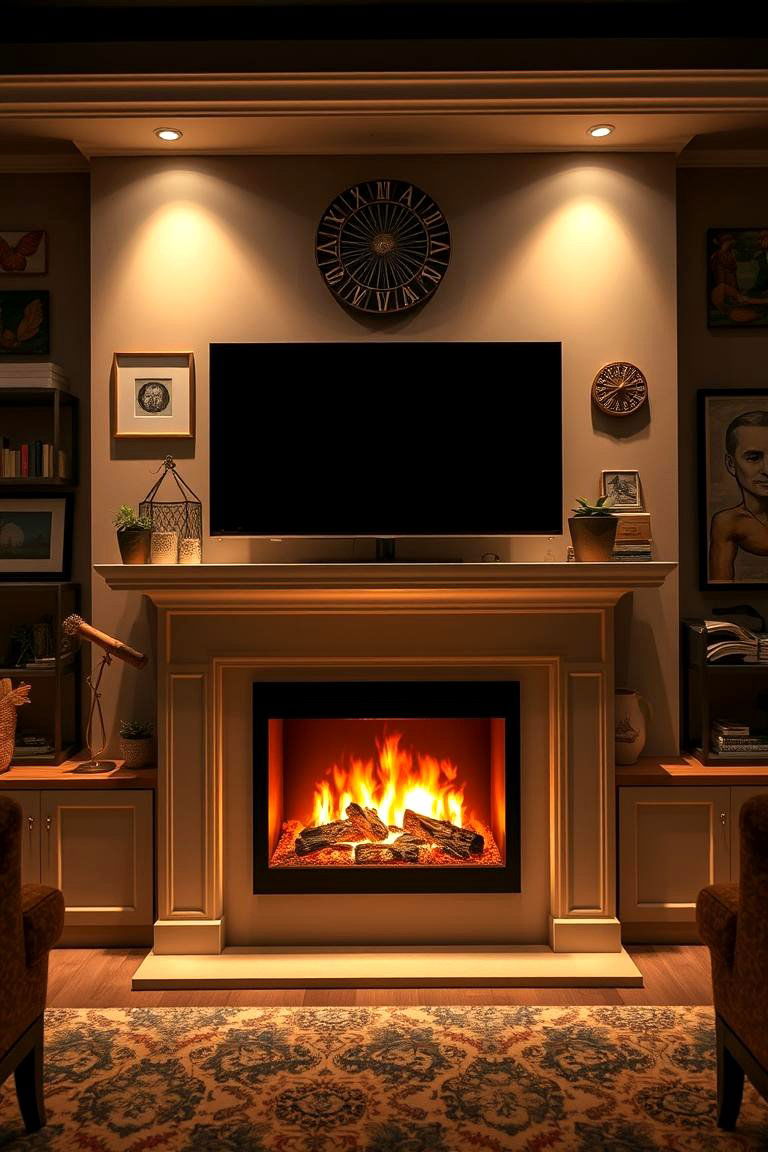 Artistic Focal Point - 24 Electric Fireplace Ideas With Tv Above