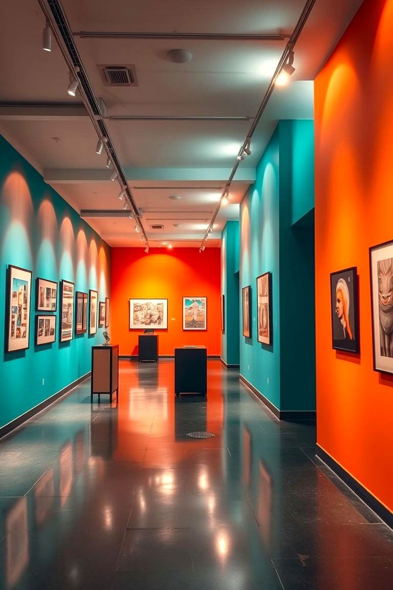 Artistic Gallery Space - 24 Teal and Orange Color Scheme for Your Rooms