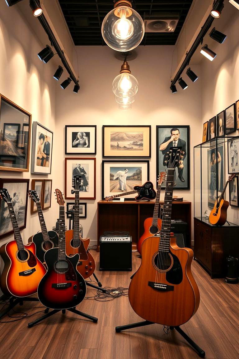 Artistic Gallery Style Room - 24 Guitar Room Ideas