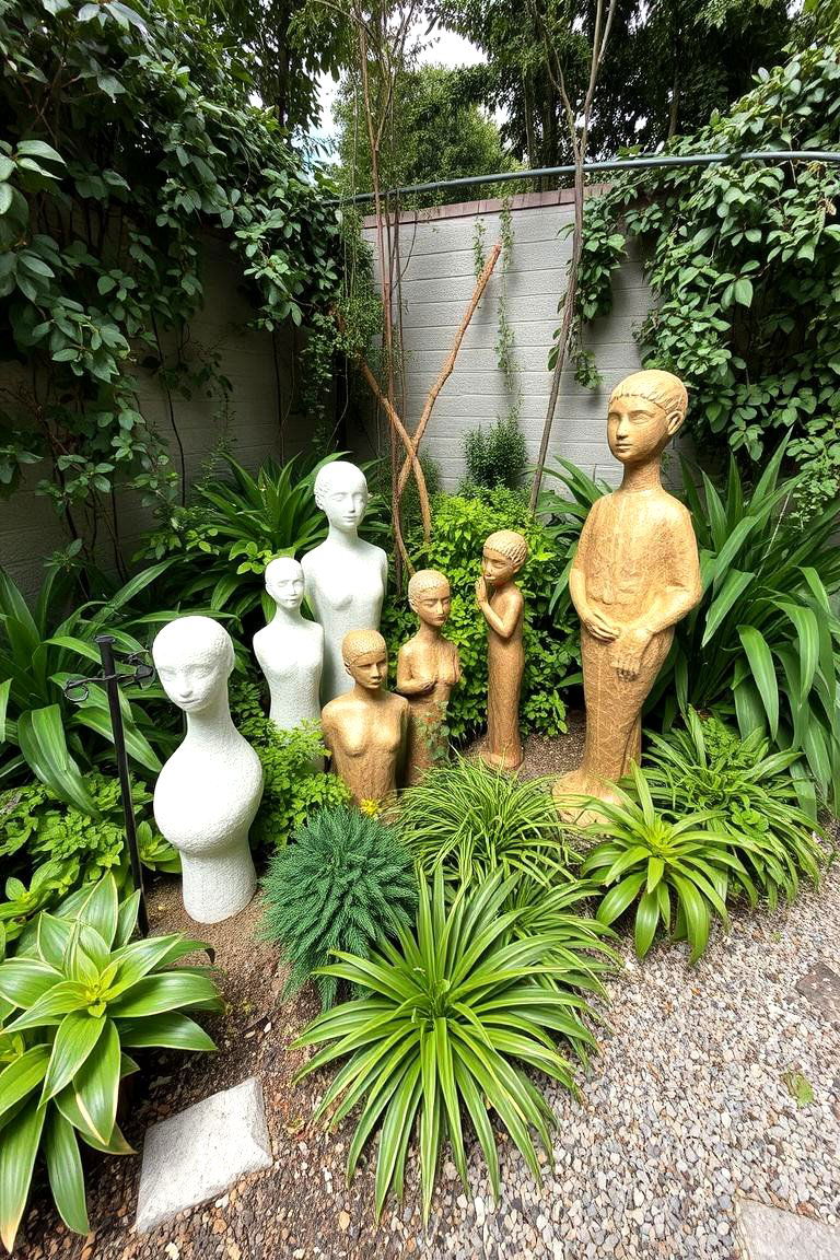 Artistic Garden Sculpture Corner - 24 Boho Patio Ideas