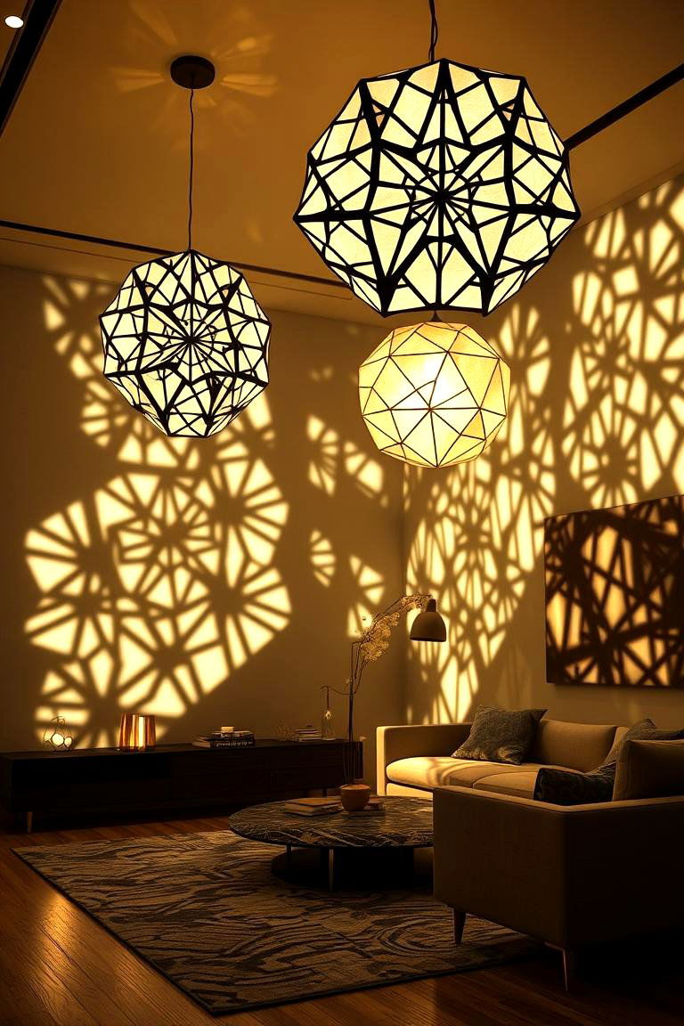Artistic Geometric Light Fixtures - 24 Living Room Ceiling Lighting Ideas