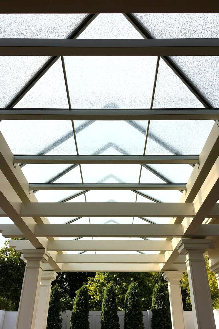 Artistic Glass Panels - 24 Pergola Cover Ideas