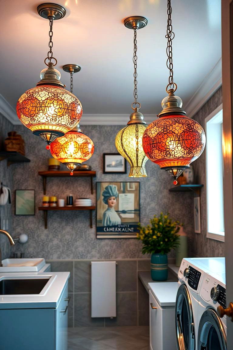 Artistic Glass Pendant Lights - 24 Laundry Room Lighting Ideas