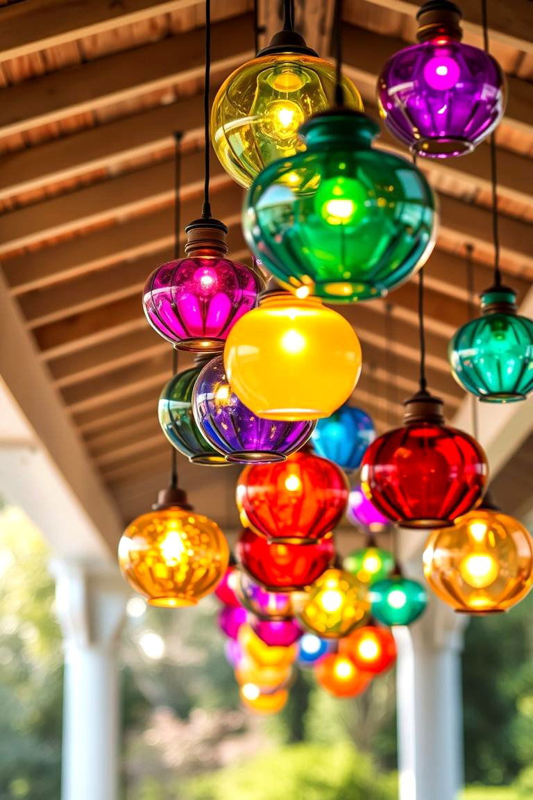 Artistic Glass Pendants - 24 Covered Patio Lighting Ideas