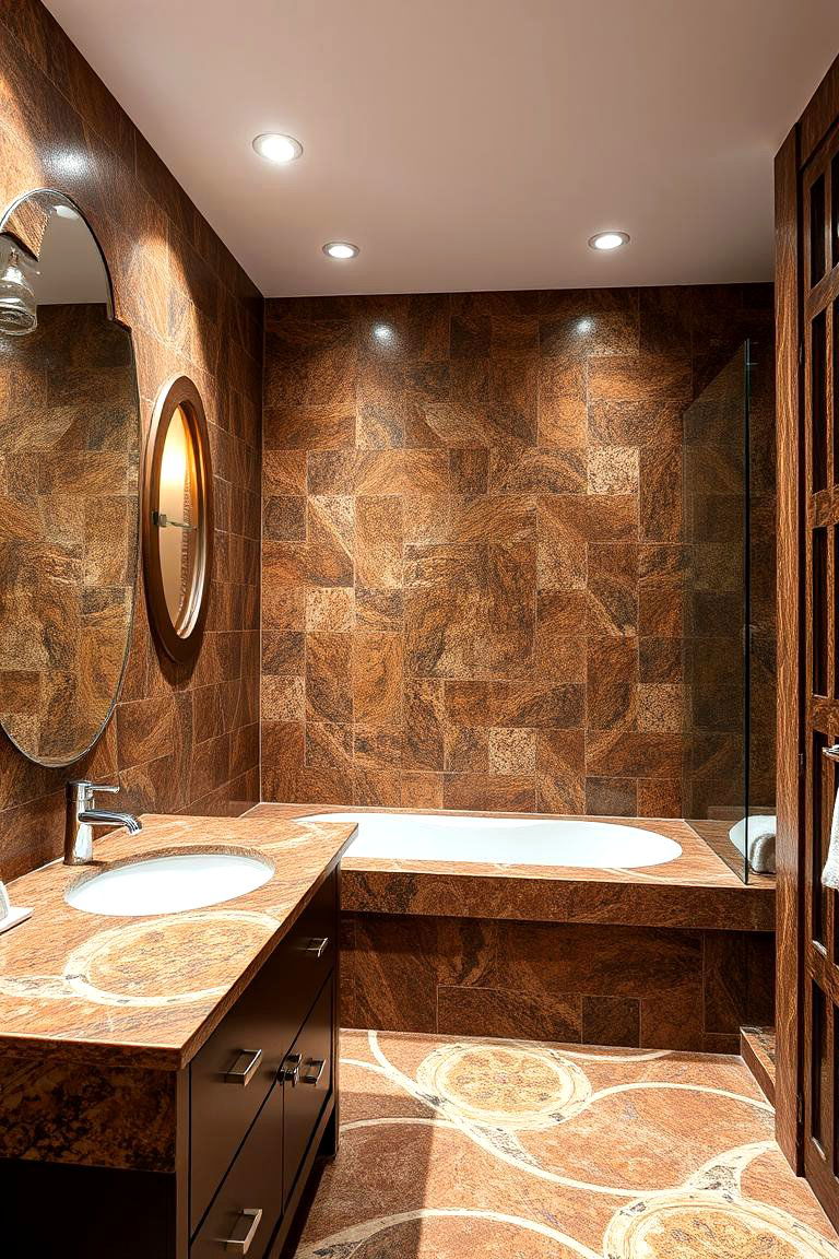 Artistic Granite Details for Unique Style - 24 Brown Granite Bathroom Ideas