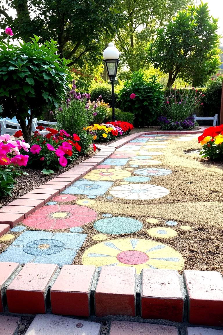 Artistic Hand Painted Brick Edging - 24 Brick Edging Ideas